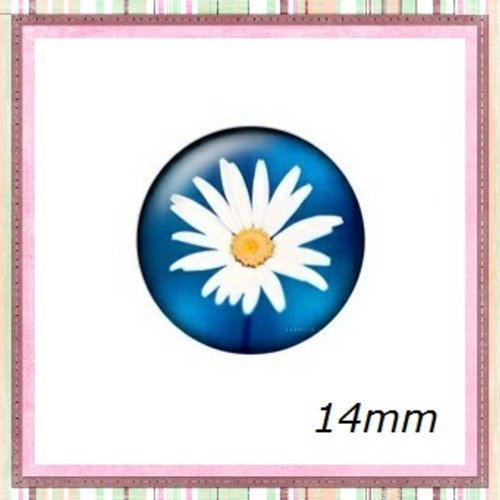 X2 cabochons fleur 14mm