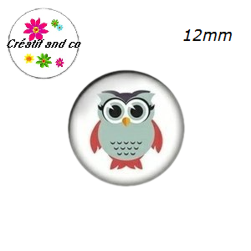 X2 cabochons hibou 12mm