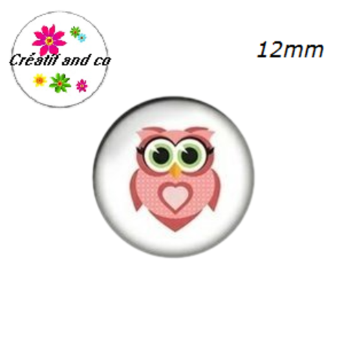 X2 cabochons hibou 12mm