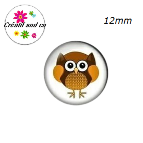 X2 cabochons hibou 12mm