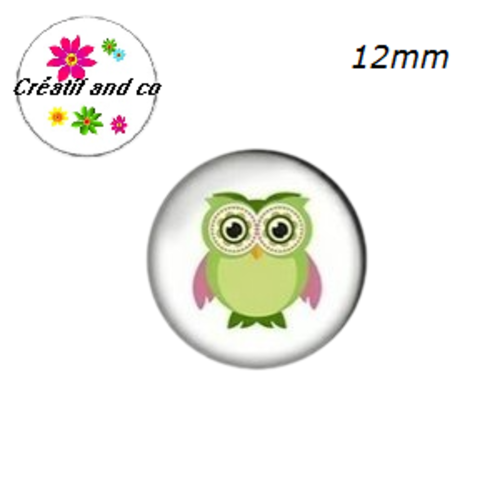 X2 cabochons hibou 12mm