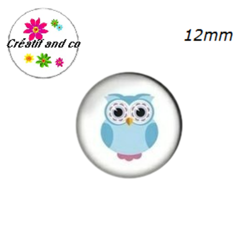 X2 cabochons hibou 12mm