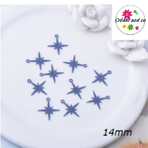 Breloque estampe petite étoile bleu nuit 14mm