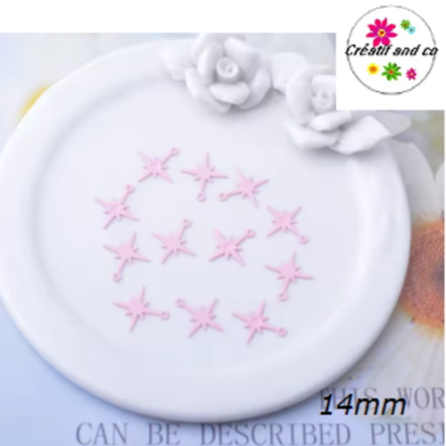 Breloque estampe petite étoile rose 14mm