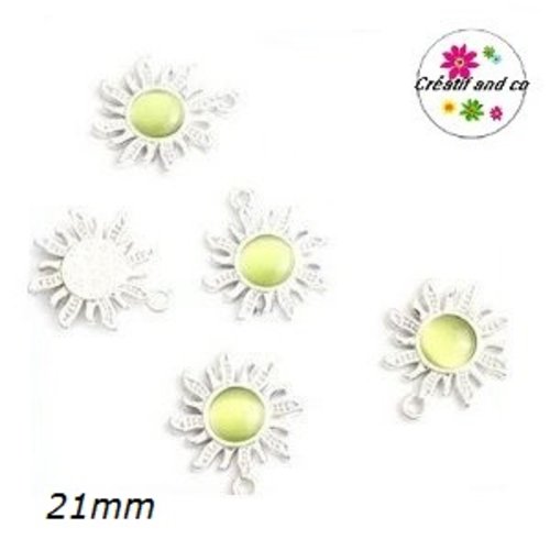 Breloque tournesol oeil de chat vert 21mm