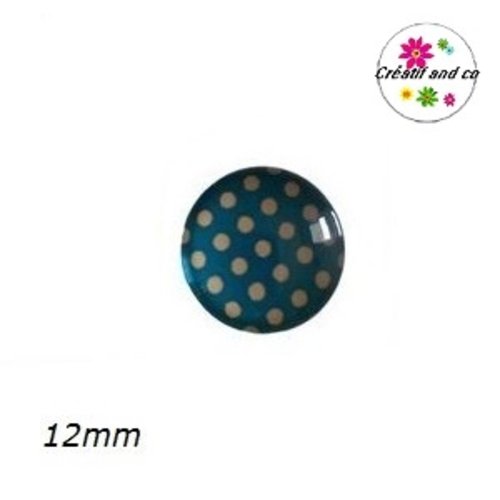 X2 cabochons bleu pois saumon clair 12mm