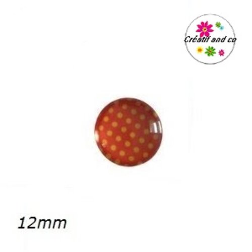 X2 cabochons orange pois jaune 12mm