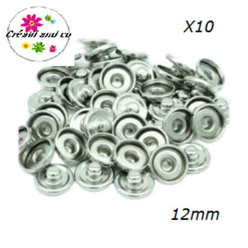 10 supports bouton pression 12mm pour bijoux