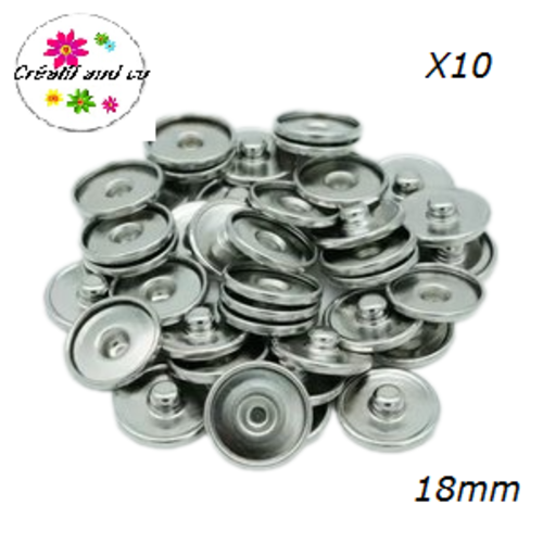 10 supports bouton pression 18mm pour bijoux