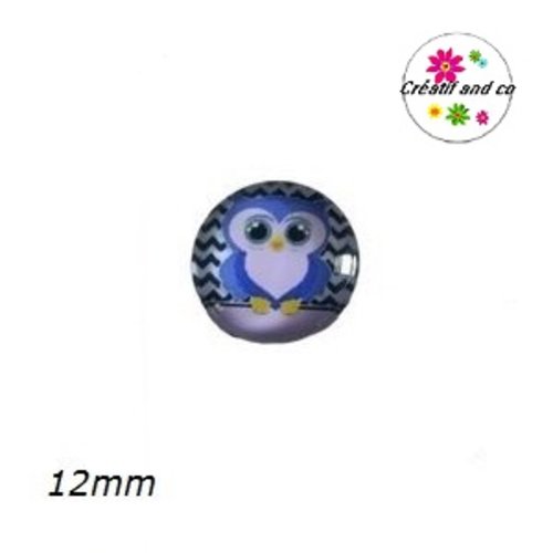 X2 cabochons hibou mauve 12mm