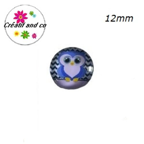 X2 cabochons hibou mauve 12mm