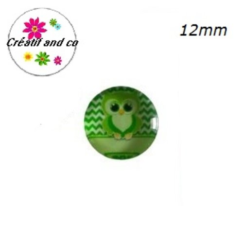 X2 cabochons hibou vert 12mm