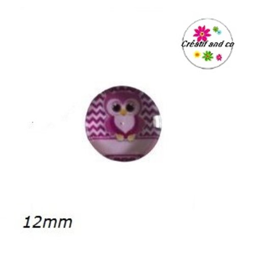 X2 cabochons hibou violine 12mm