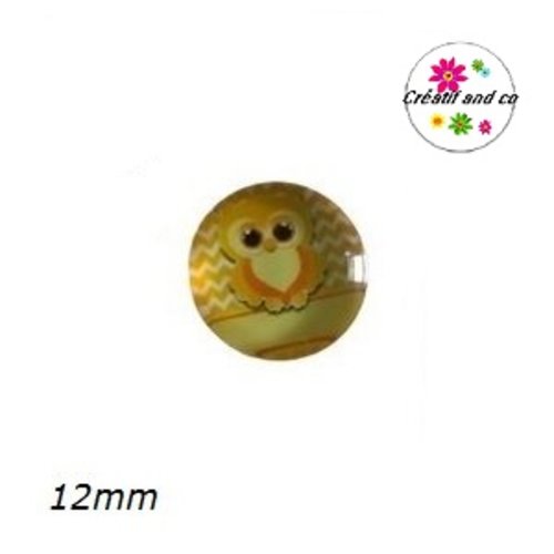 X2 cabochons hibou jaune 12mm