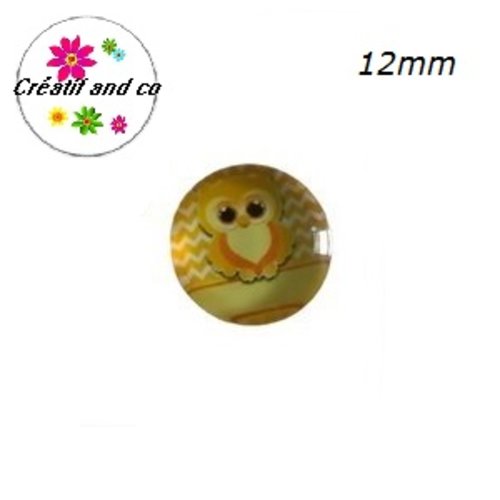 X2 cabochons hibou jaune 12mm