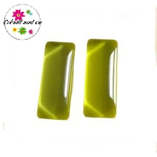 X2 cabochons rectangles jaunes 10x25mm