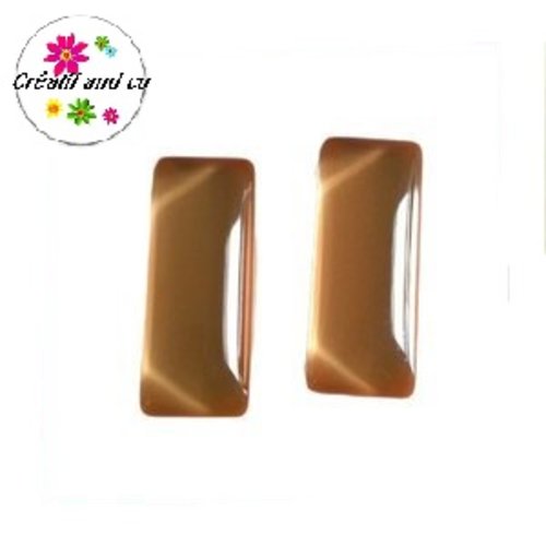 X2 cabochons rectangles oranges clairs 10x25mm