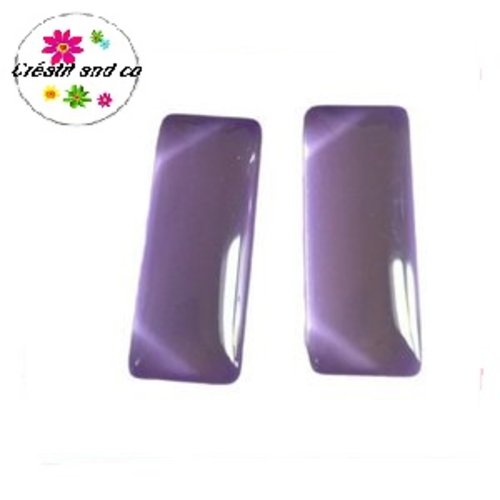 X2 cabochons rectangles parmes 10x25mm