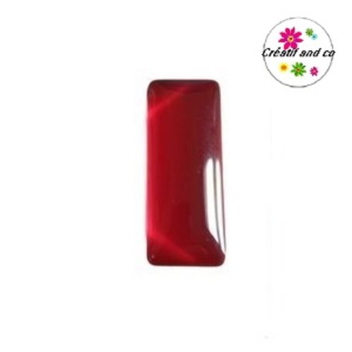 X2 cabochons rectangles rouges 10x25mm