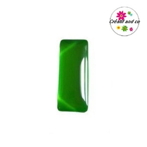 X2 cabochons rectangles verts 10x25mm