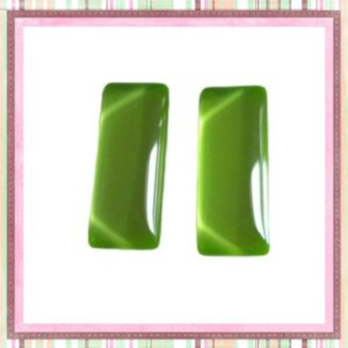 X2 cabochons rectangles verts clairs 10x25mm