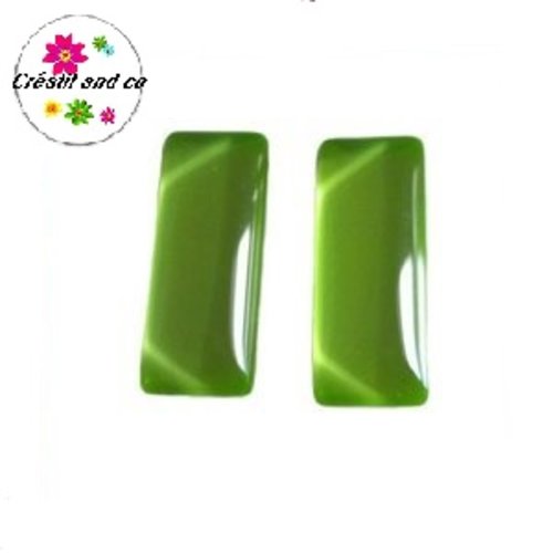 X2 cabochons rectangles verts clairs 10x25mm