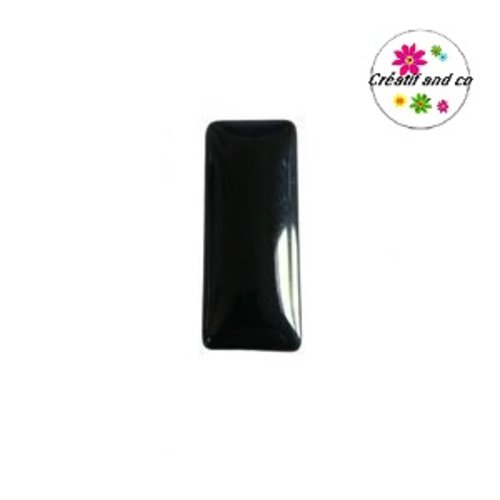 X2 cabochons rectangles noirs 10x25mm