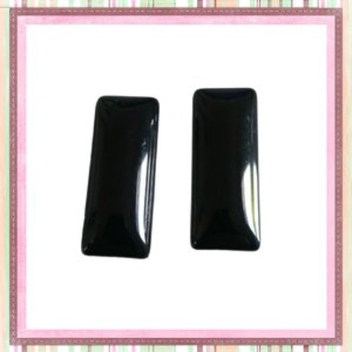 X2 cabochons rectangles noirs 10x25mm