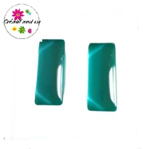X2 cabochons rectangles bleus clairs 10x25mm