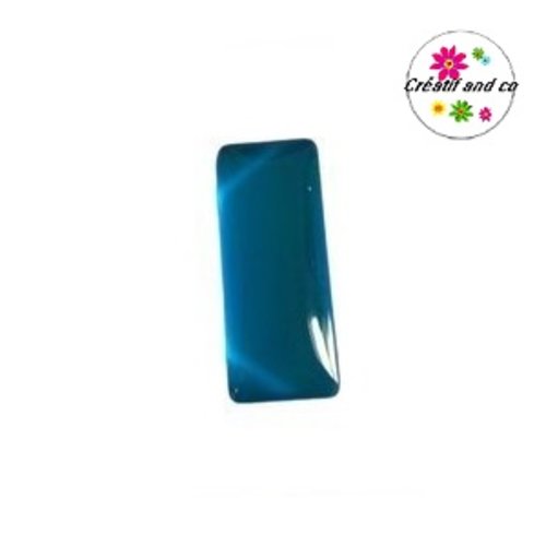 X2 cabochons rectangles bleus 10x25mm