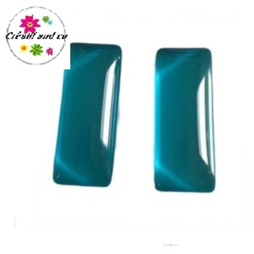 X2 cabochons rectangles turquoises 10x25mm
