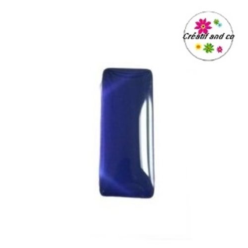 X2 cabochons rectangles bleus roi 10x25mm