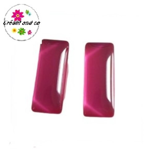 X2 cabochons rectangles roses bonbons 10x25mm