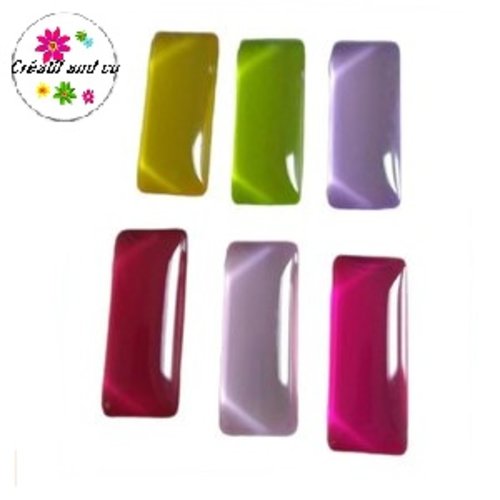 X6 cabochons rectangles mix 10x25mm