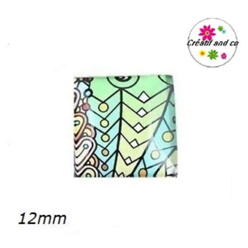 X2 cabochons carrés multicolores 12mm