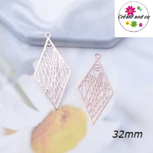 Breloque estampe losange rose gold 32mm
