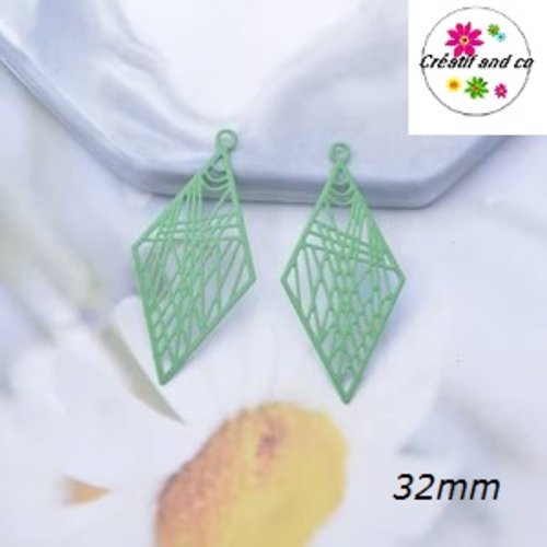 Breloque estampe losange vert  32mm