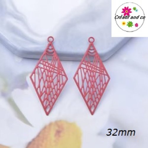Breloque estampe losange rouge 32mm