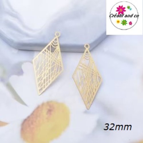 Breloque estampe losange doré  32mm