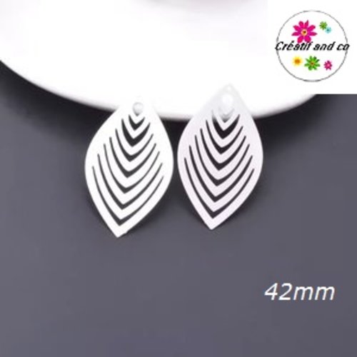 Breloque grande estampe ovale argent 42mm