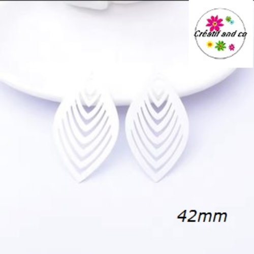 Breloque grande estampe ovale blanche 42mm