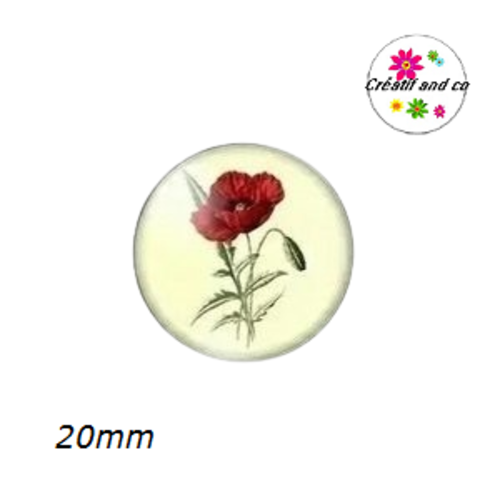 Cabochon coquelicot  20mm