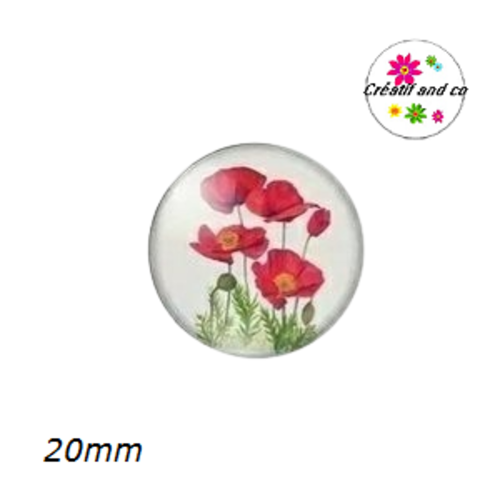 Cabochon coquelicot 20mm