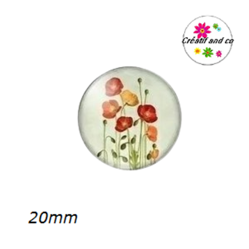 Cabochon coquelicot  20mm