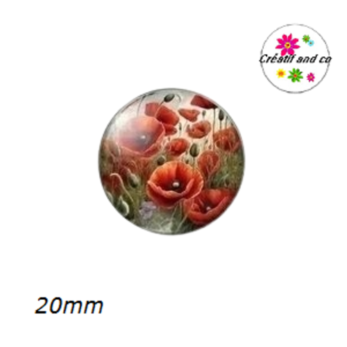 Cabochon coquelicot  20mm
