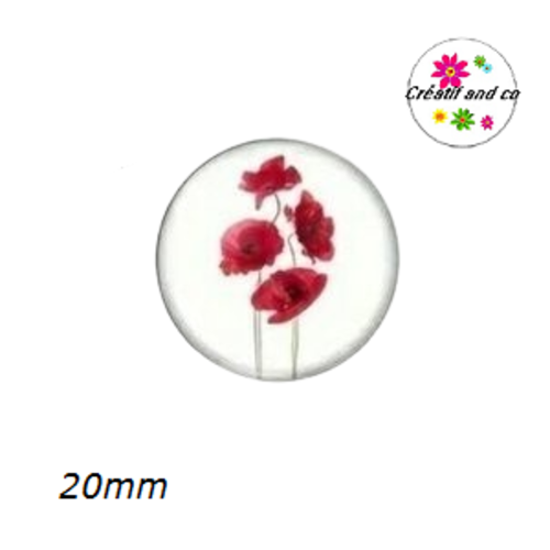 Cabochon coquelicot  20mm