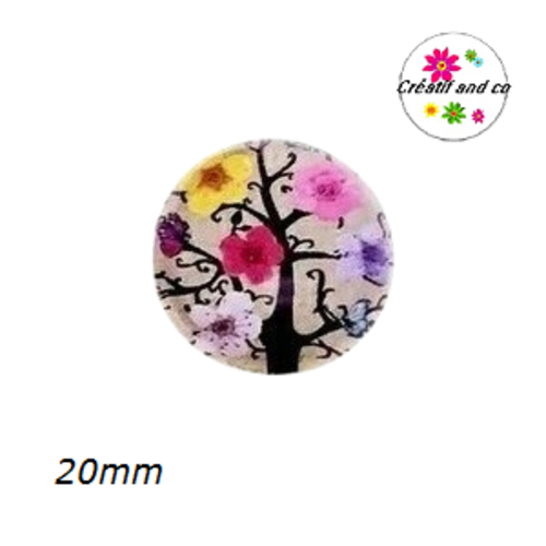 Cabochon arbre fleuri  20mm