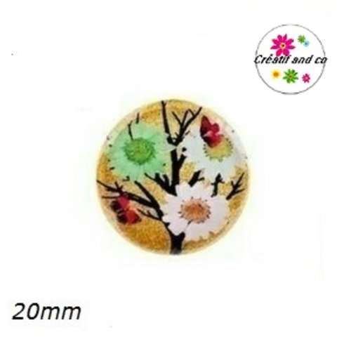 Cabochon arbre fleuri  20mm