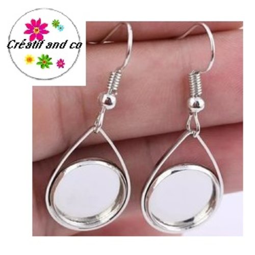 Boucle d'oreille goutte acier inoxydable pour cabochon 12mm