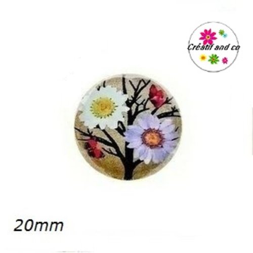 Cabochon arbre fleuri  20mm